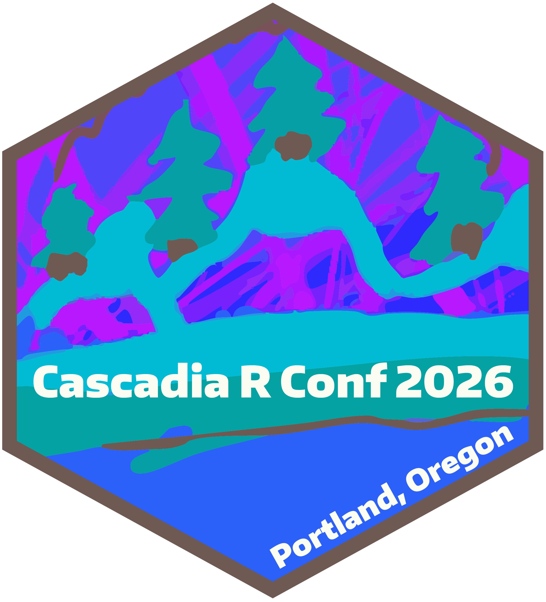 Cascadia R Conf 2026 hex sticker