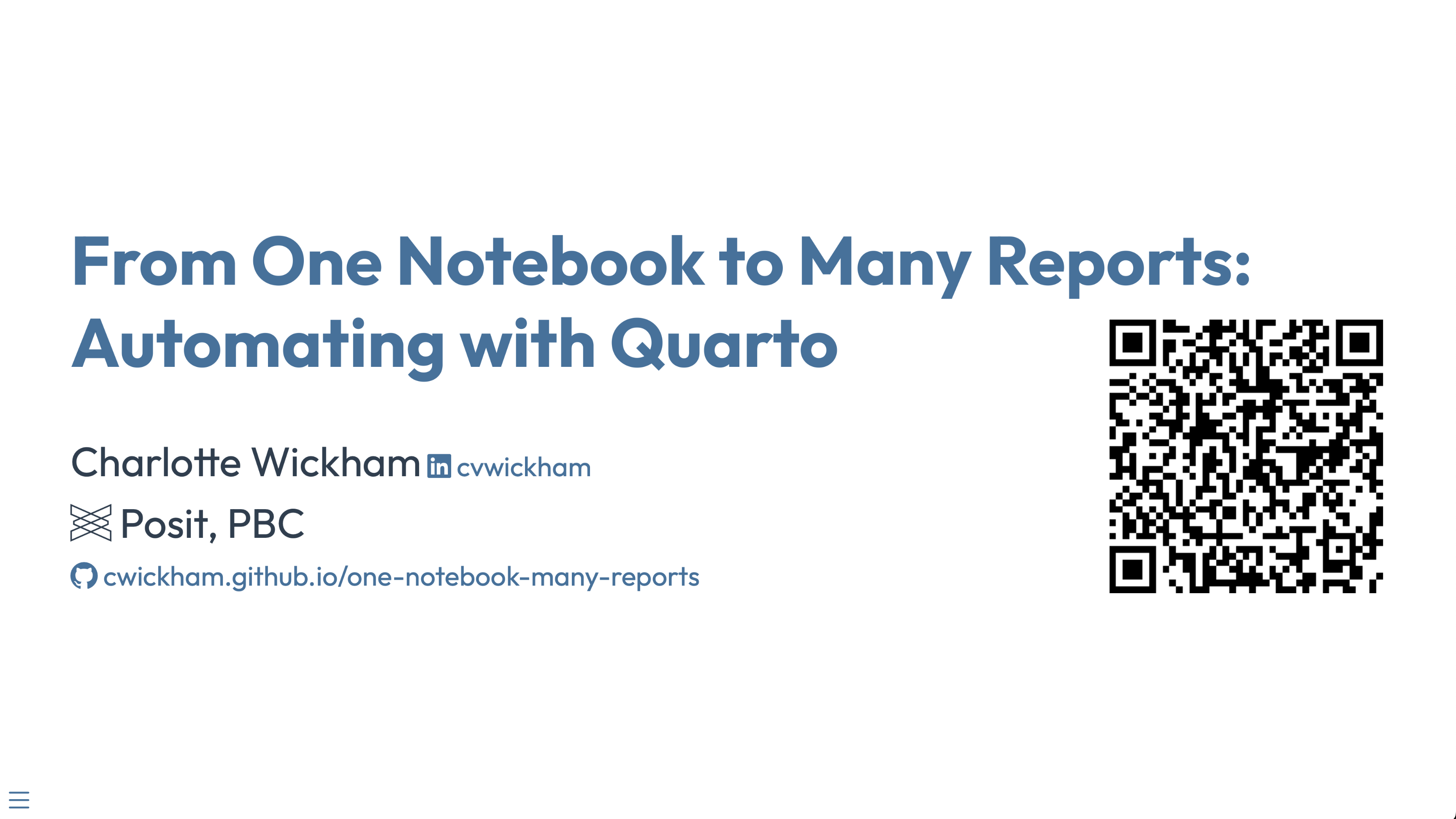 Screenshot of this presentation, which is a Quarto presentation.